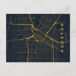 Cartão Postal Mapa Mínimo de Cidade de Houston em Postcard