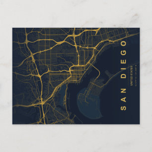Cartão Postal Mapa Mínimo de San Diego em Postcard