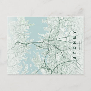 Cartão Postal Mapa Mínimo de Sydney em Postcard