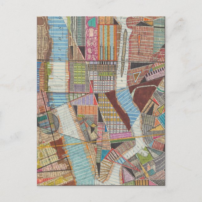 Cartão Postal Mapa moderno de Nova Iorque II (Frente)