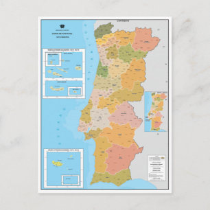 Cartão Postal Mapa Moderno de Portugal