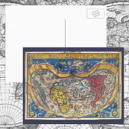 Cartão Postal Mapa Mundial Anti-Cardíaco de Peter Apian 1520