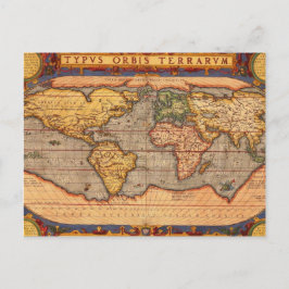 Cartão Postal Mapa Mundial Antigo