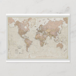 Cartão Postal Mapa Mundial Antiquado