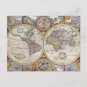 Cartão Postal Mapa Mundial Antiquado