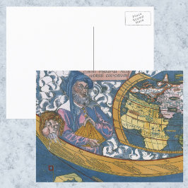 Cartão Postal Mapa Mundial Antiquado com Claudius Ptolomeu, 1507