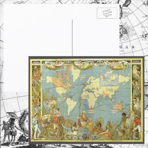 Cartão Postal Mapa Mundial Antiquado do Império Britânico, 188