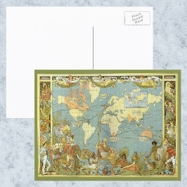 Cartão Postal Mapa Mundial Antiquado do Império Britânico, 1886