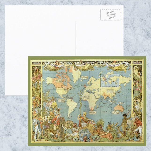 Cartão Postal Mapa Mundial Antiquado do Império Britânico, 1886 (Criador carregado)