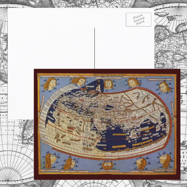 Cartão Postal Mapa Mundial Antiquado Ptolémico, Johannes de Arns (Criador carregado)