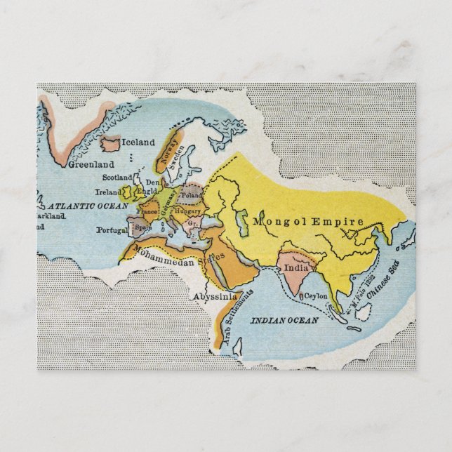 Cartão Postal MAPA MUNDIAL, c1300. (Frente)