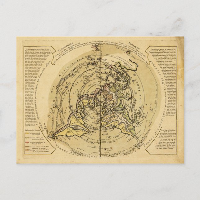 Cartão Postal Mapa Mundial Centrado no Polo Norte (1756) (Frente)