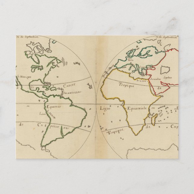Cartão Postal Mapa Mundial com Trópicos (Frente)