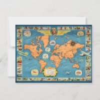 Mapa Mundial da Aviação Vintage