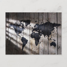 Cartão Postal Mapa mundial da textura da madeira