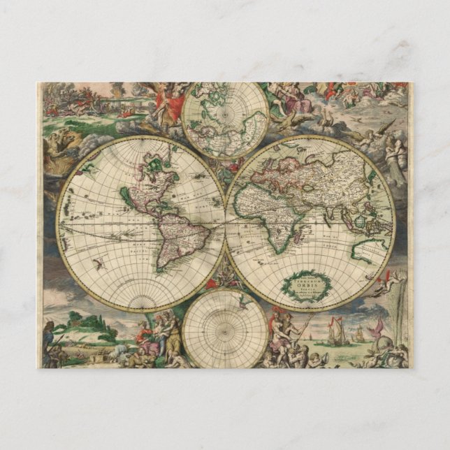 Cartão Postal Mapa mundial de 1689 (Frente)