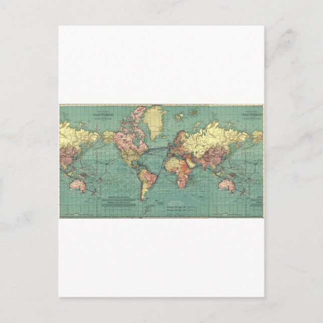 Cartão Postal Mapa mundial de 1919 (Frente)