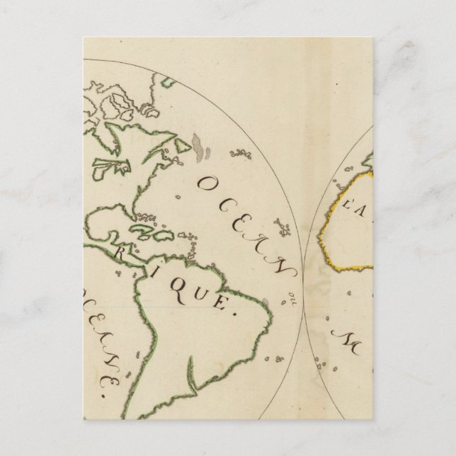 Cartão Postal Mapa mundial em 4 partes (Frente)