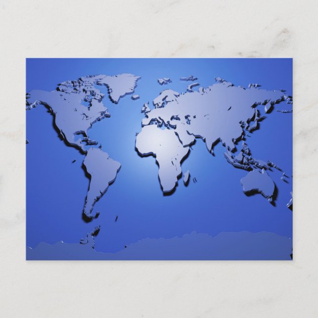 Cartão Postal Mapa Mundial em Azul (Frente)