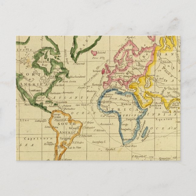 Cartão Postal Mapa mundial gravado (Frente)