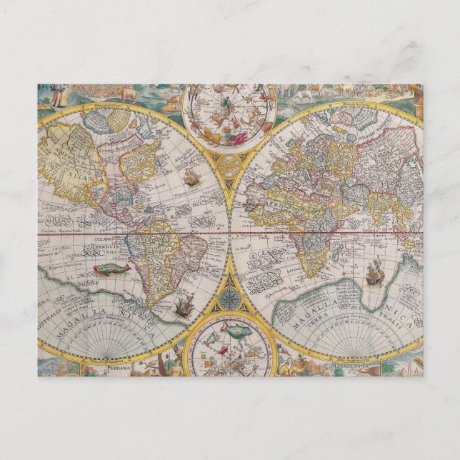 Cartão Postal Mapa Mundial Medieval De 1525 (Frente)
