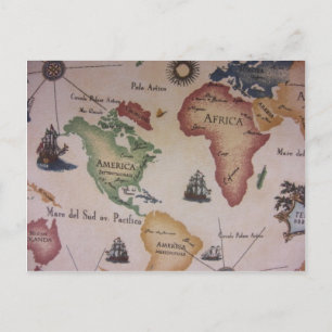 Cartão Postal Mapa Mundial — Oceano Atlântico
