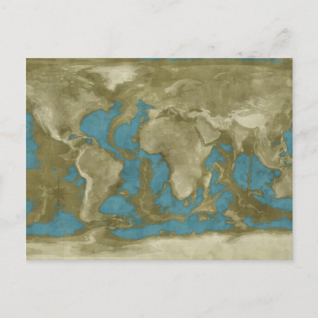 Cartão Postal Mapa Mundial Seco (Frente)