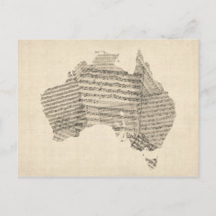 Cartão Postal Mapa musical antigo da Austrália