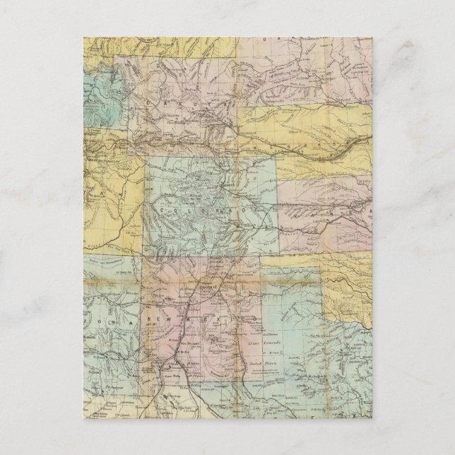 Cartão Postal Mapa Nacional Do Território Dos Estados Unidos (Frente)