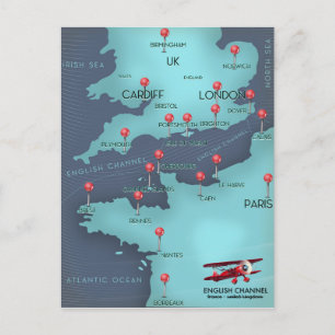 Cartão Postal Mapa náutico do Canal Inglês