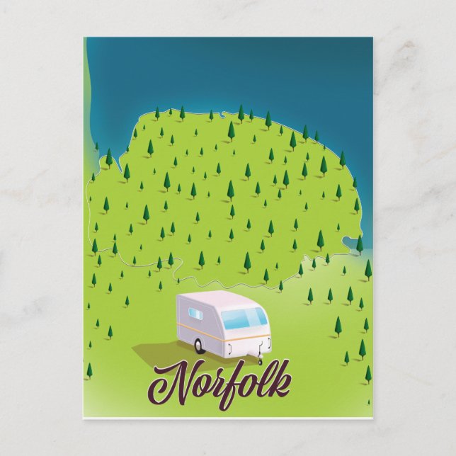 Cartão Postal mapa Norfolk Caravan (Frente)