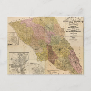 Cartão Postal Mapa oficial do condado de Sonoma, Califórnia (190