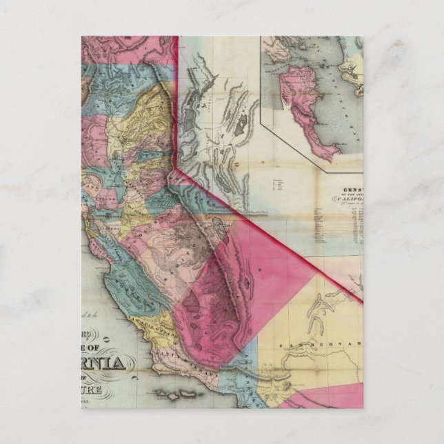 Cartão Postal Mapa oficial do Estado da Califórnia (Frente)