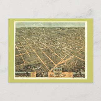 Cartão Postal Mapa Panorâmico Antiquado do Lexington KY 1871