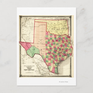 Cartão Postal Mapa Panorâmico do Texas e da Índia