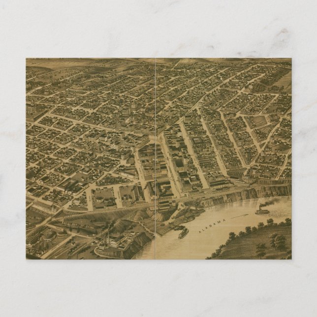Cartão Postal Mapa Pictórico de Montgomery Alabama (1887) (Frente)