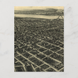 Cartão Postal Mapa pictórico do vintage de Tulsa (1918)