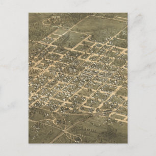 Cartão Postal Mapa Pictórico Vintage de Raleigh NC (1872)