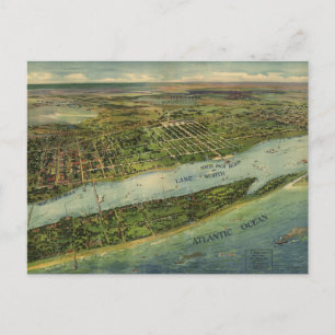 Cartão Postal Mapa Pictórico Vintage de West Palm Beach (1915)