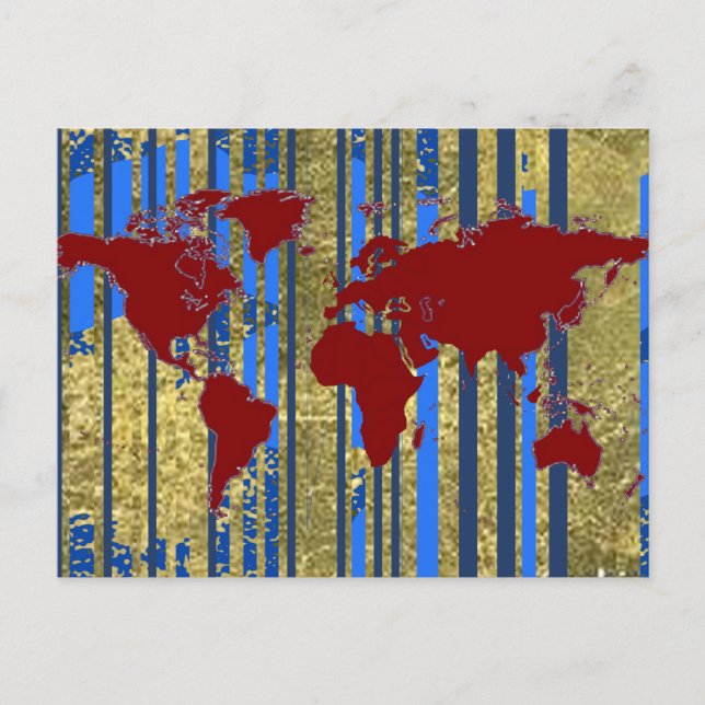 Cartão Postal Mapa Planisphere-Mundo (Frente)
