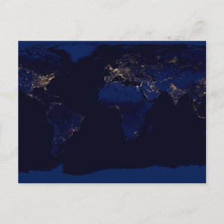 Cartão Postal Mapa Plano da Terra Mostrando Luzes de Cidades do