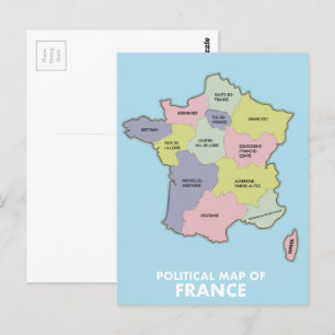 Cartão Postal Mapa político da França