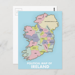 Cartão Postal Mapa Político Da Irlanda.