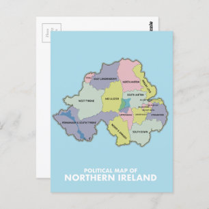 Cartão Postal Mapa Político Da Irlanda Norte.