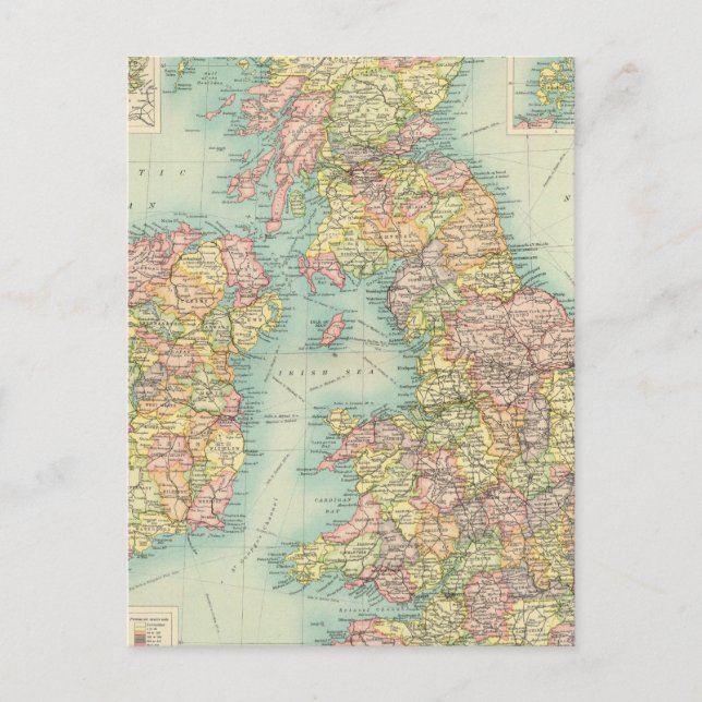 Cartão Postal Mapa político das Ilhas Britânicas (Frente)