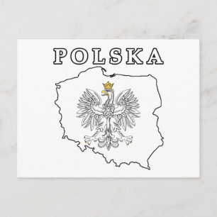 Cartão Postal Mapa Polska Com Águia