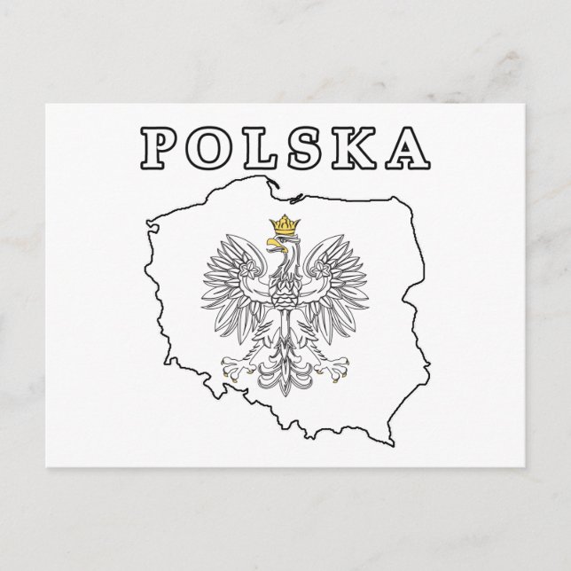 Cartão Postal Mapa Polska Com Águia (Frente)