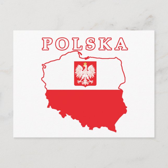 Cartão Postal Mapa Polska Com Águia (Frente)
