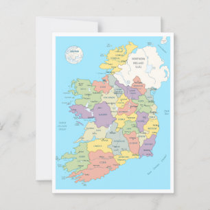 Cartão Postal Mapa pormenorizado da Irlanda