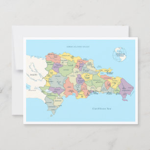 Cartão Postal Mapa pormenorizado da República Dominicana